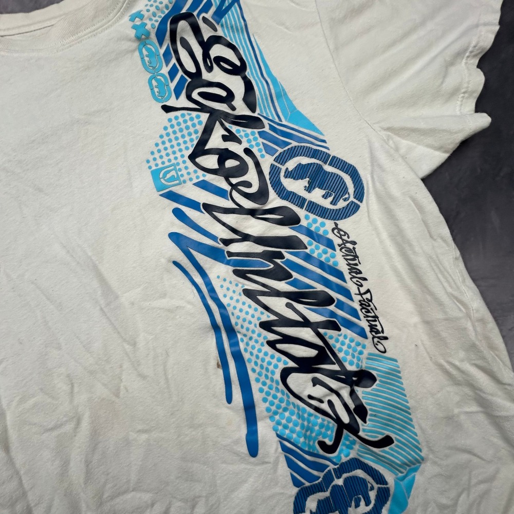 Vintage Ecko Unltd Graphic T-Shirt Mens Large White Blue Y2K Skater Streetwear - Picture 3 of 6